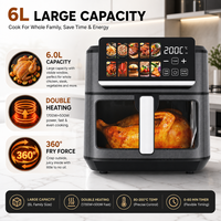 Friteuse à air numérique 6L en gros avec fenêtre visible et 10 programmes, appareil de cuisine électrique sans huile pour la cuisine familiale