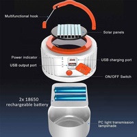 Lanterne de camping LED rechargeable par USB solaire, portable, à suspendre, étanche, pour la randonnée en plein air et les situations d'urgence