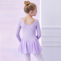Vestido de tutú de ballet Rosa clásico para niñas, Ropa de baile de entrenamiento de puesta en escena de algodón con leotardo para niños pequeños