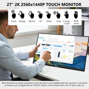 Neuer 27-Zoll 2K QHD 100Hz <span class=keywords><strong>Touchscreen</strong></span>-Monitor 10-Punkt-Multi-IPS Tragbares Display 2560x1440 USB-C für VGA Lautsprecher für Gaming 3-Jahres-Garantie - Product Image 6