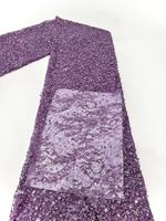 Robes de mariée pour femmes en tissu de base 100% polyester avec dentelle brodée, sequins et perles tubulaires, broderie non tissée, maille, textiles de maison, sac