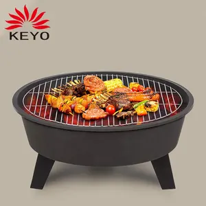 2-In-1 Fire Pit Heat-Resistant Lacquer Fire Pits Garden Firepit Grill Fire Bowl With Spark Protection Grill Grate