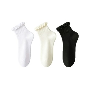 Women's Cotton Ankle <b>Socks</b> Solid Color Anti Bacterial Ruffled Top Spring Summer Casual <b>Socks</b> - Product Image 5