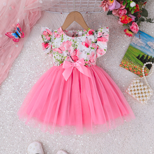 Robe d'été décontractée en coton pour bébé fille, longueur genou, respirante, élégante, mignonne, avec motif floral en maille, pour petites filles, personnalisable - Product Image 1