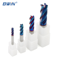 Pisau Pemotong Karbida Tungsten HRC55 HRC60 HRC65 untuk Mesin CNC, Endmill Karbida Padat 4 Mata Pisau Datar Fresa End Mill