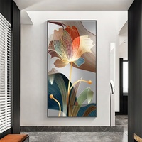 Nordique abstrait coloré fleur toile peinture luxe fil d'or moderne affiche impression mur Art galerie salon maison déco