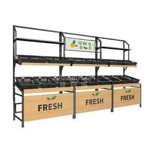 Support debout libre de présentoir de fruits et légumes exotiques <span class=keywords><strong>frais</strong></span> en bois en métal de produit nouveau pour le supermarché - Product Image 2