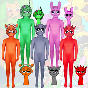 Traje de una Pieza Manyusha Rhythm Box Gris, Color Sólido, Poliéster, Disfraz para Incredibox, Cosplay para Niños - Product Image 1