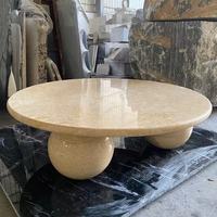 Table basse en marbre Calacatta Viola, table centrale ronde en pierre naturelle, pied sphérique pour la décoration de la maison