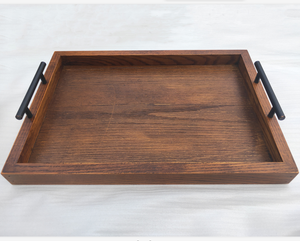 Mộc Mạc Nhỏ Hình Chữ Nhật Vuông Paulownia Gỗ Phục Vụ Khay Với Kim Loại Xử Lý Trang Trí Trang Trí Nội Thất Acacia Oak Tùy Chỉnh Chưa Hoàn Thành - Product Image 2