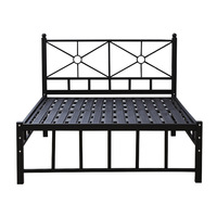 Lit moderne en fer de 1,5 mètre, cadre souple et durable, simple/double, pour hôtel et entrepôt, salon, appartement, chambre d'enfant
