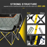 Chaise de camping double surdimensionnée AITOP, pliable, deux places, robuste, pliable en quatre, avec porte-gobelet, fauteuil