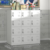 Armoire casier métallique 12 portes, structure démontable, rangement de bureau peu encombrant pour vêtements de travail et effets personnels du personnel