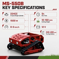 Tondeuse robot professionnelle industrielle sans fil à chenilles en caoutchouc, moteur essence 4 temps 1500W, économique, pour jardin familial