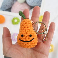 Schattig handgebreid fruit sleutelhanger handgemaakt gehaakt 3D sinaasappel perzik peer amigurumi knuffel hanger tas charme dames cadeaus