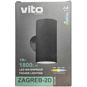 Applique murale extérieure LED noire 18W 1800lm IP65 3CCT - Product Image 2