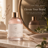 Étiquette personnalisée pour flacon cosmétique, papier mat premium, autocollante, estampage à chaud or, forme incurvée, emballage pour soins de la peau et parfums