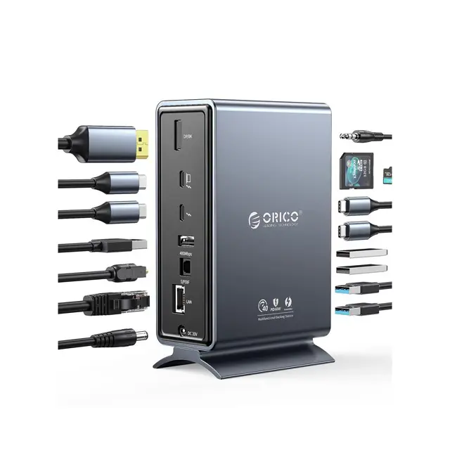 Orico 15-In-1 Bliksemschicht 3 Dock 8K Display Dual 4K Hdmi Expander 10Gbps Laptop Werkstation Usb Pd 100W Rj45 Docking Station