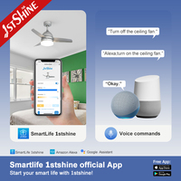 1stshine 37 pouces Dc Motor Dimmable Silent 3 pales Mini ventilateur de plafond en argent avec lumière