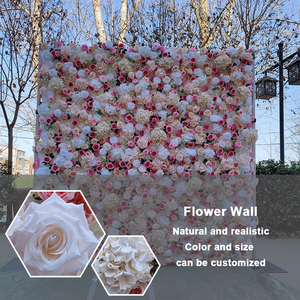 ดอกกุหลาบสีชมพูบริสุทธิ์สีขาวบริสุทธิ์เรียบติดผนังฉากหลังดอกไม้ประดิษฐ์ตกแต่งผนัง - Product Image 4