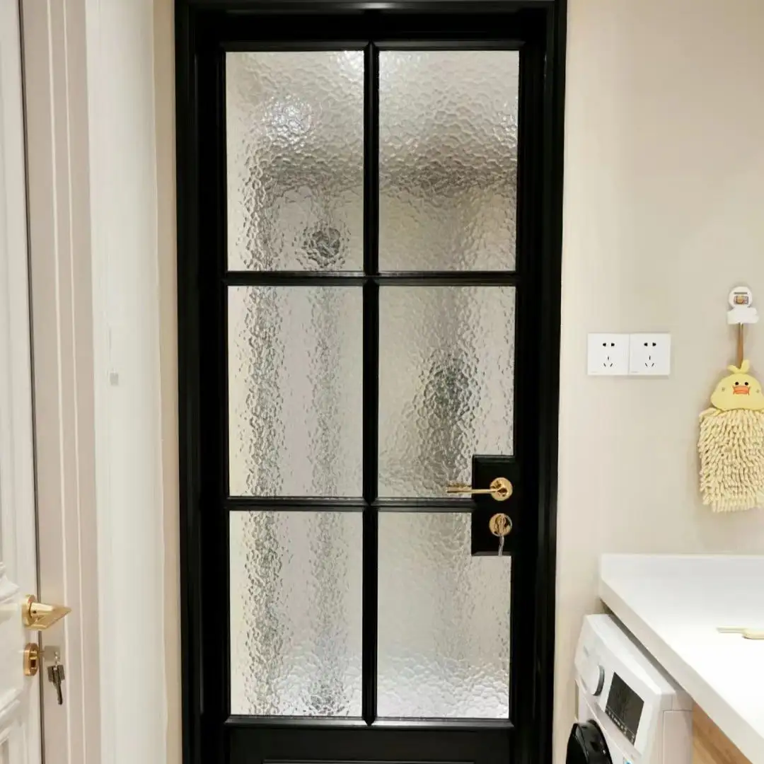 Portes intérieures en verre modernes Offre Spéciale de haute qualité Portes de salle de bain en aluminium de style français Intérieur pour villa
