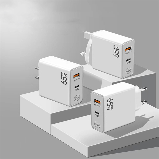 65W GaN Fast Charger USB-C PD33W QC5.0 Wall Charger Laptop Adapter Type C Travel Plug OVP Protection 5V/2.4A Cool Charging
