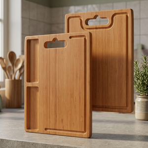 Bamboo Solid Chopping <b>Board</b> with Handle Eco-Friendly Round Kitchen Cutting <b>Board</b> Durable Multipurpose Food Prep <b>Tool</b> - Product Image 3