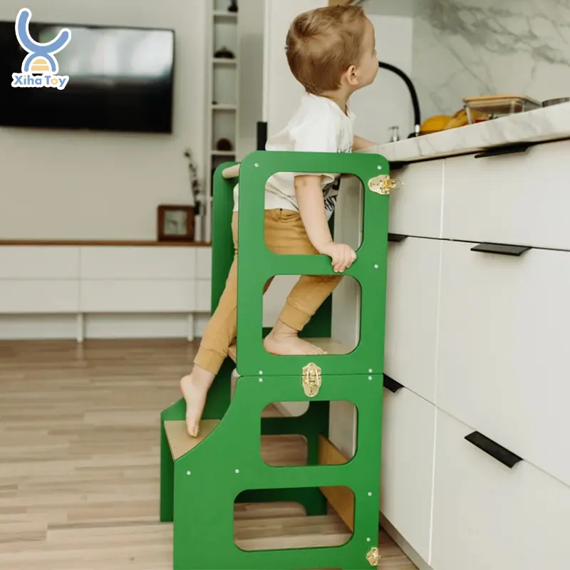 XIHA مونتيسوري التعلم برج خشبي طفل مساعد المطبخ للطفل طوي التعلم برج خطوة البراز الطفل المطبخ برج