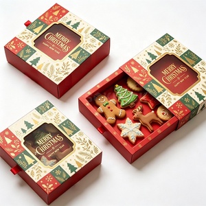 Custom Christmas Cookie Drawer Sliding Rigid <b>Box</b> with Clear PVC Window Biscuit Packaging Holiday Gift <b>Box</b> for Candy <b>Sweets</b> - Product Image 6