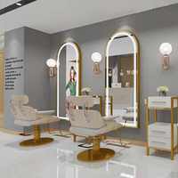 Miroir de salon mural au design moderne fait à la main Miroir de salon de coiffure avec cadre noir