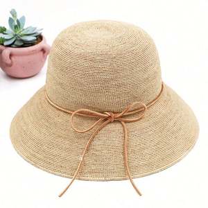 Nouveau Chapeau Bob de Pêcheur Été 2025 en Paille Fine Tressée à la Main, Protection Solaire, Bord Large, pour Plage et Bord de Mer - Product Image 1