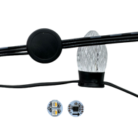 Guirlande lumineuse intelligente à pixels LED C9 S14 UCS2904-RGBW adressable 50 pièces DC12V, fil noir 3 broches 18AWG/boîtier IP68 ; 0,6W/pixel