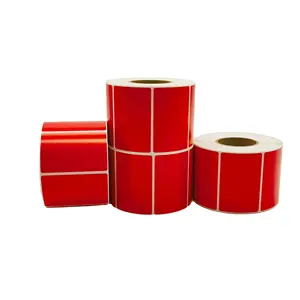 Bao Bì Dán Cuộn Màu Đỏ 60Mm * 40Mm Quy Mô Nhãn Nước Bằng Chứng Cuộn Trực Tiếp Truyền Nhiệt Nhãn