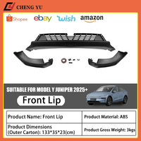 Lame avant de style Yofer de pointe pour Tesla Model Y Juniper 2025+ – Kit carrosserie splitter de pare-chocs noir brillant effet carbone (pièce de rechange)