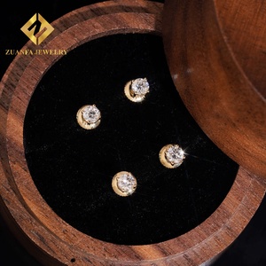 Nuevos Aretes de Diamantes Cultivados en Laboratorio de Oro Sólido de 10K, Aretes Clásicos con Cierre de Rosca, Joyería de Moda para Mujer - Product Image 5