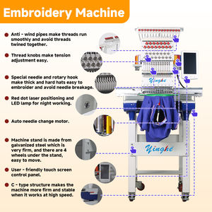 Yinghe nouveau 1 tête 9/12/15 aiguilles capuchon plat Machine à broder informatisé haute efficacité vêtement broderie - Product Image 5