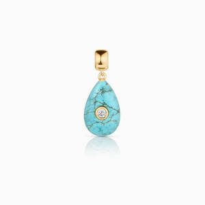 Nouveau Collier Chaîne Corde en Acier Inoxydable Doré avec Pendentif Goutte d'Eau Ovale en Pierre Naturelle Colorée Rose Marine pour Femme - Product Image 1