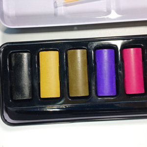 Peinture aquarelle professionnelle de niveau <span class=keywords><strong>12</strong></span> <span class=keywords><strong>couleurs</strong></span> pleine casserole <span class=keywords><strong>en</strong></span> fer avec un pinceau - Product Image 3