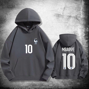 Pour l'équipe de <span class=keywords><strong>France</strong></span> <span class=keywords><strong>Mbappe</strong></span> N° 10 sweats à capuche unisexes en coton personnalisés pour jeunes, style sport, amples, doublés en polaire - Product Image 6