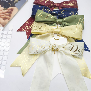 Factory Direct Custom Branding Packaging Set: Printed Satin Ribbon + Pre-tied Bow + Adhesive Thank You <b>Card</b> for Gift Box - Product Image 5