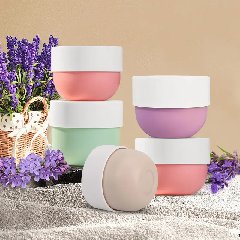 body butter scrub containers 250ml 300ml White Pink Bowl Shape PP Plastic Face Body Scrub Butter Container Jar Hair Mask Jars