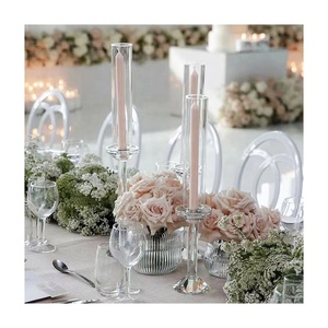 Sets of <strong>3</strong> Tall Crystal Tube <strong>Candle</strong> Stick <strong>Holder</strong> for Wedding Table Decoration - Product Image 1