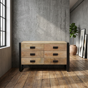 Meuble de salon en fer industriel et vintage, style farmhouse, écologique, avec plusieurs tiroirs pour le rangement - Product Image 2
