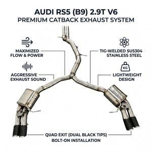 ท่อไอเสีย Vortex High Flow SS304 แบบมีวาล์ว สำหรับ Audi RS5 B9 2.9T เสียง Deep Sport Tone พร้อมชุดแต่งระบบปรับเสียงแบบ Drone Free Tuning Kits และชุด Muffler - Product Image 1