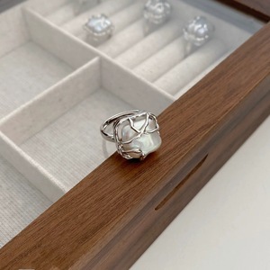 Bague en argent sterling S925 avec perle, design ouvert, pour le doigt index des femmes, à porter au quotidien - Product Image 2