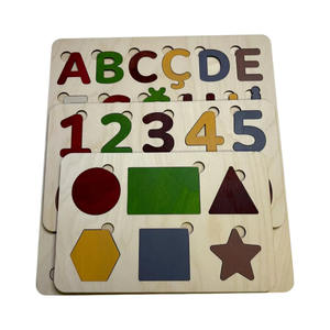 Ensemble de puzzles Montessori 3-en-1 en bois, alphabet, nombres, formes, jouet éducatif pour tout-petits, bois de bouleau, modèle OEM ODM MOT-0080 - Product Image 1