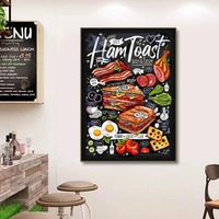 Lebensmittel-Poster Pfannkuchen Burger Pizza Tacos Sandwich Schinken-Toast Restaurant Küche Gemälde für Leinwandkunst Heim-Wanddekoration Bild