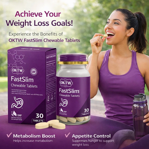 OKTW FastSlim, Tabletas Masticables para Controlar el Apetito, Saciedad, Pérdida de Peso, <span class=keywords><strong>Quema</strong></span> de <span class=keywords><strong>Grasa</strong></span>, Adelgazamiento, en Stock, Muestras Gratis, Marca Privada - Product Image 1
