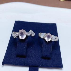 Хорошая цена, 925 стерлингового серебра, натуральный розовый кварц, минималистский роскошный модный набор женщин, кольцо оптом - Product Image 5