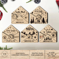 Ornements suspendus en bois pour arbre de Noël, design enveloppe du Père Noël, décorations artisanales pour cadeaux de fêtes